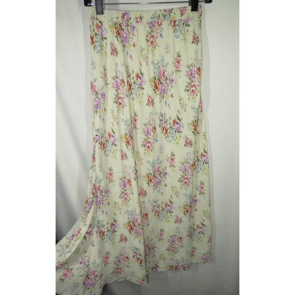 Vintage Kar-a-van Cream Floral Rose Print Textured Midi Skirt Size Small - Picture 8 of 11